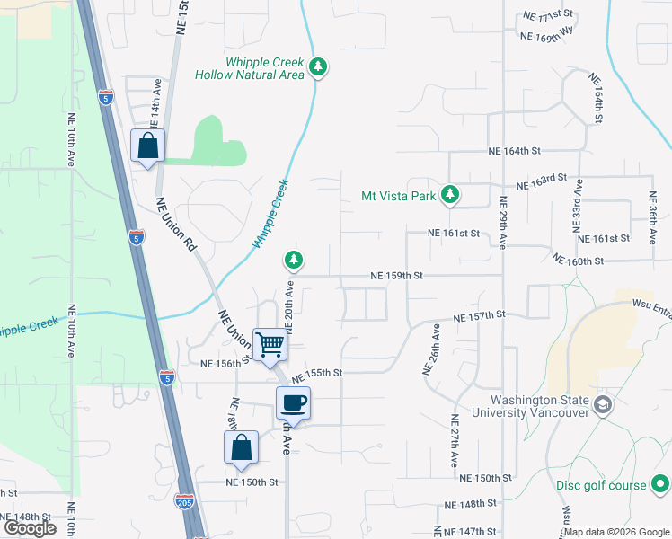 map of restaurants, bars, coffee shops, grocery stores, and more near 15906 Northeast 22nd Avenue in Ridgefield