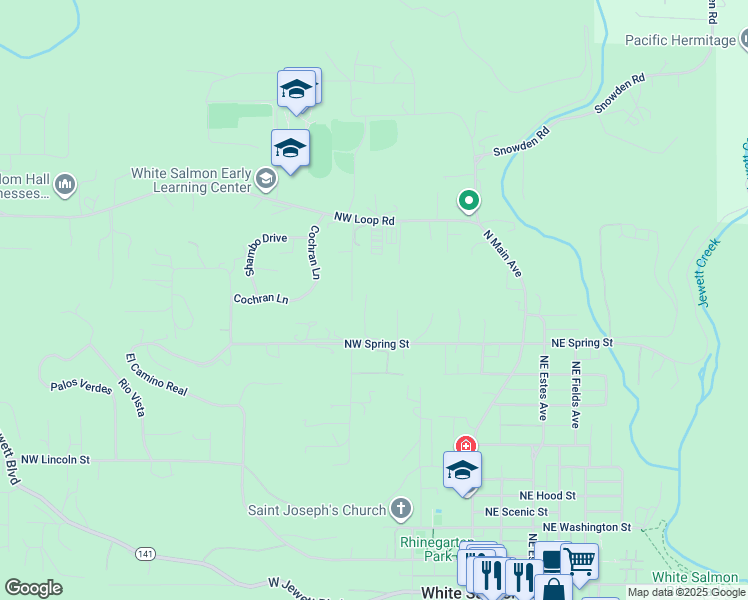 map of restaurants, bars, coffee shops, grocery stores, and more near 1045 Schoolview Place in White Salmon