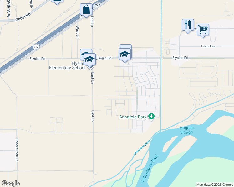 map of restaurants, bars, coffee shops, grocery stores, and more near in Billings