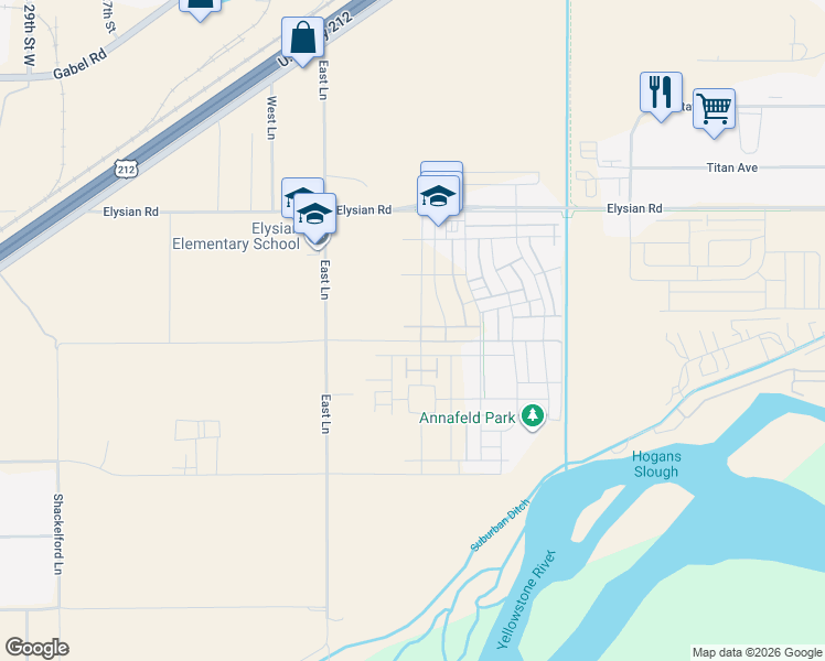 map of restaurants, bars, coffee shops, grocery stores, and more near in Billings