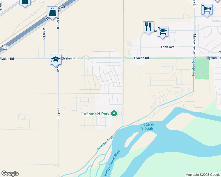 map of restaurants, bars, coffee shops, grocery stores, and more near 1750 Walter Creek Boulevard in Billings