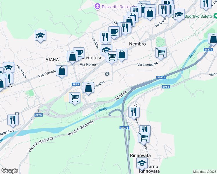 map of restaurants, bars, coffee shops, grocery stores, and more near 10 Via G. Camozzi in Nembro