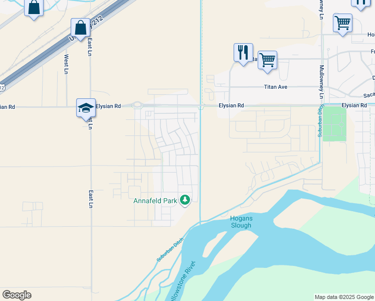 map of restaurants, bars, coffee shops, grocery stores, and more near 1750 Walter Creek Boulevard in Billings