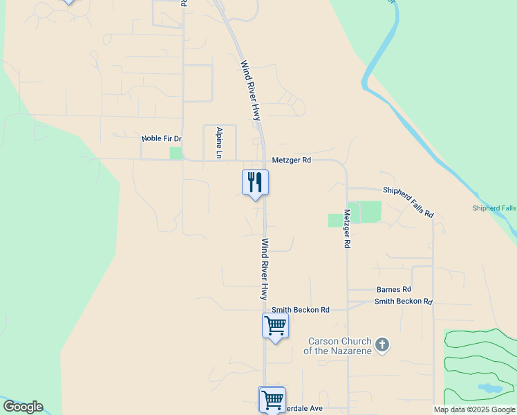 map of restaurants, bars, coffee shops, grocery stores, and more near 21 Northeast Hughes Road in Carson