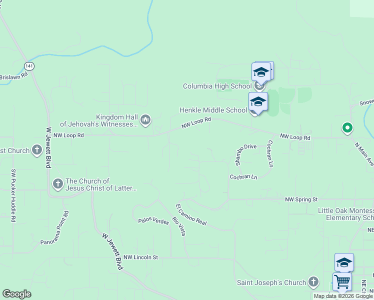 map of restaurants, bars, coffee shops, grocery stores, and more near 1225 Patricia Lane in White Salmon