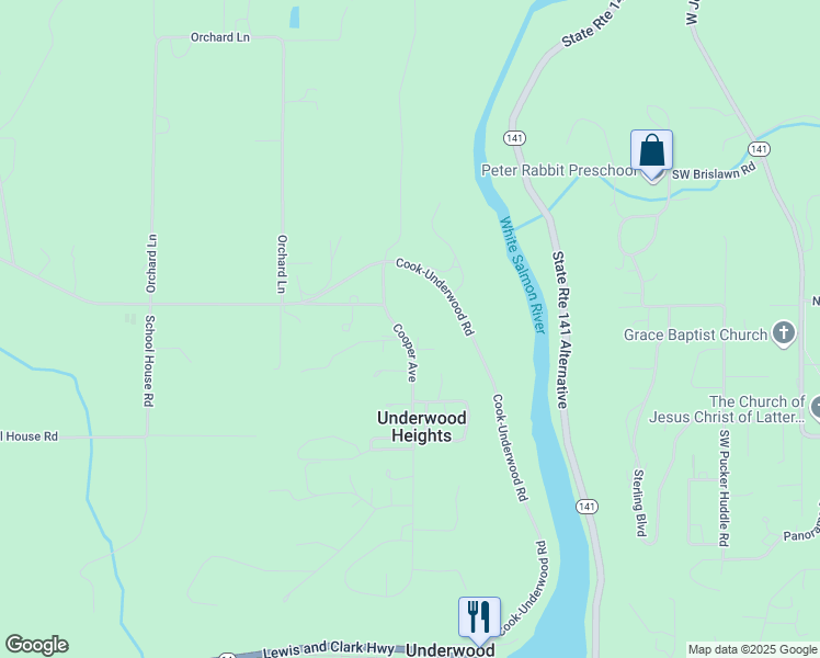 map of restaurants, bars, coffee shops, grocery stores, and more near 141 Cooper Avenue in Underwood