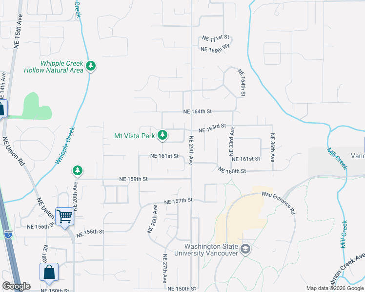 map of restaurants, bars, coffee shops, grocery stores, and more near 2719 Northeast 162nd Street in Ridgefield