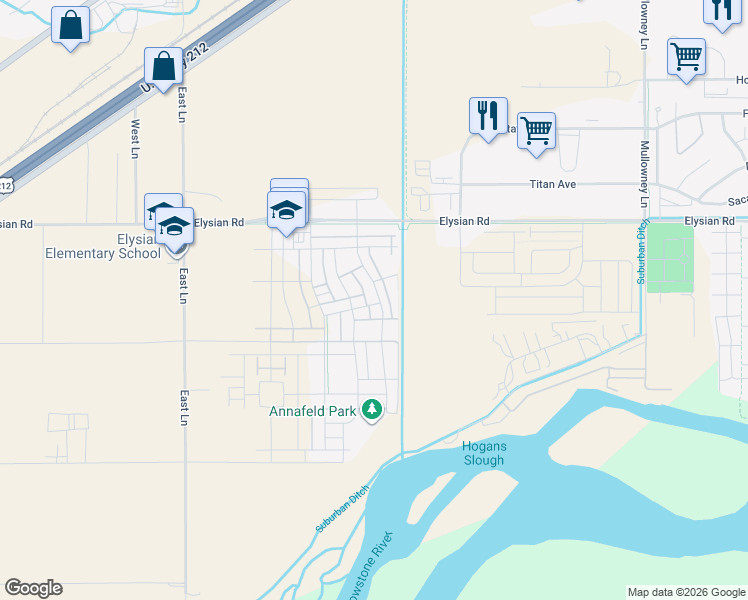 map of restaurants, bars, coffee shops, grocery stores, and more near 1750 Walter Creek Boulevard in Billings