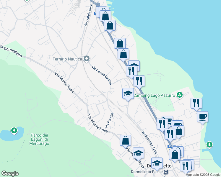 map of restaurants, bars, coffee shops, grocery stores, and more near 15/a Via Madonna della Motta in Dormelletto