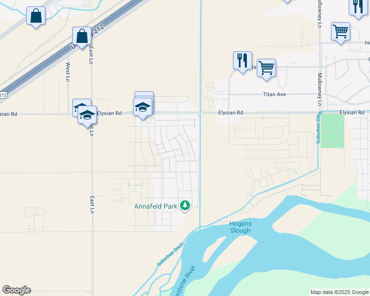 map of restaurants, bars, coffee shops, grocery stores, and more near 1750 Walter Creek Boulevard in Billings