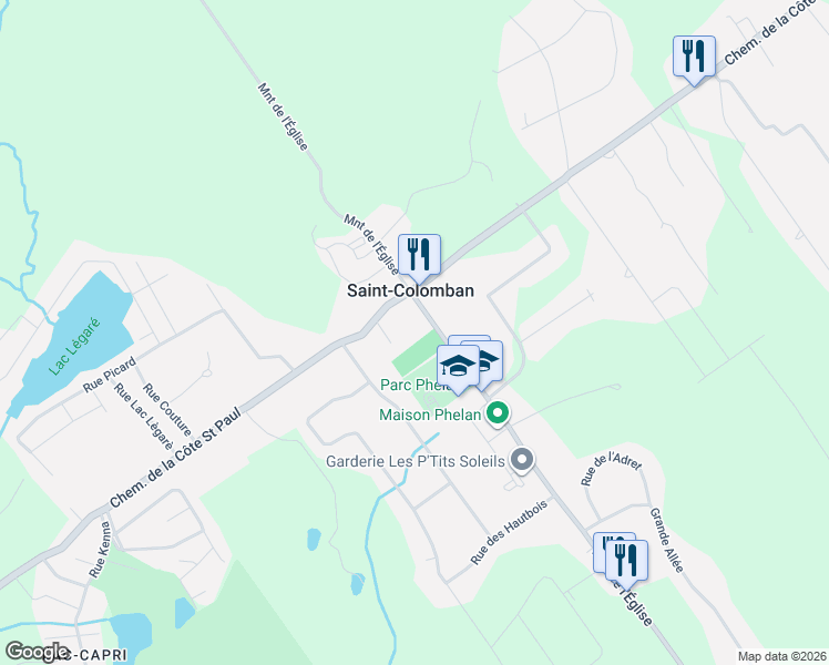 map of restaurants, bars, coffee shops, grocery stores, and more near 339 Montée de l'Église in Saint-Colomban