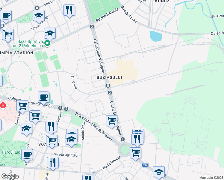 map of restaurants, bars, coffee shops, grocery stores, and more near 5 Calea Stan Vidrighin in Timișoara