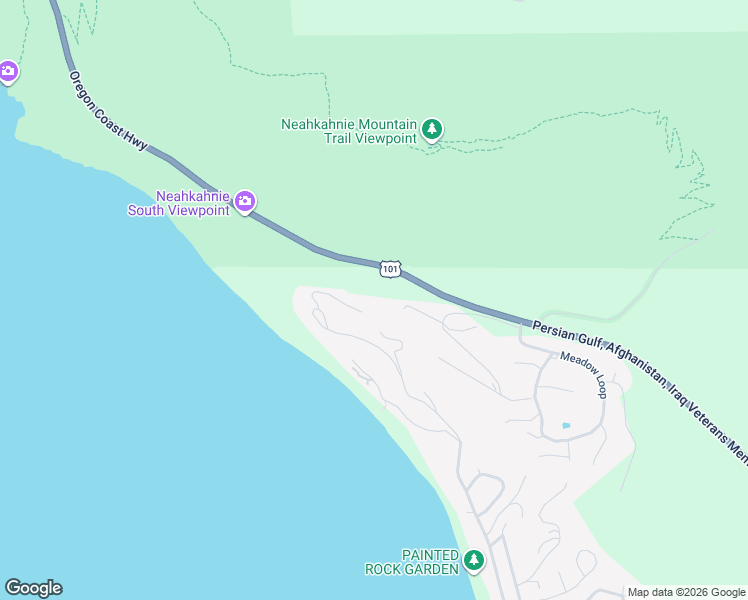map of restaurants, bars, coffee shops, grocery stores, and more near Beulah Reed Road in Neahkahnie Beach