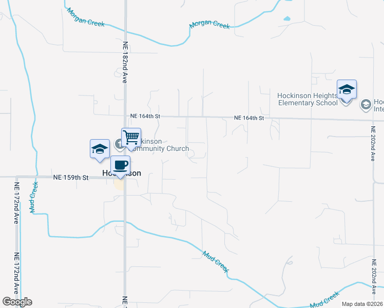 map of restaurants, bars, coffee shops, grocery stores, and more near 16017 Northeast 187th Avenue in Brush Prairie