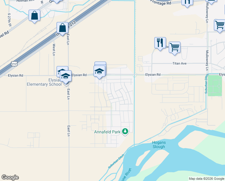map of restaurants, bars, coffee shops, grocery stores, and more near 1635 Annas Garden Lane in Billings