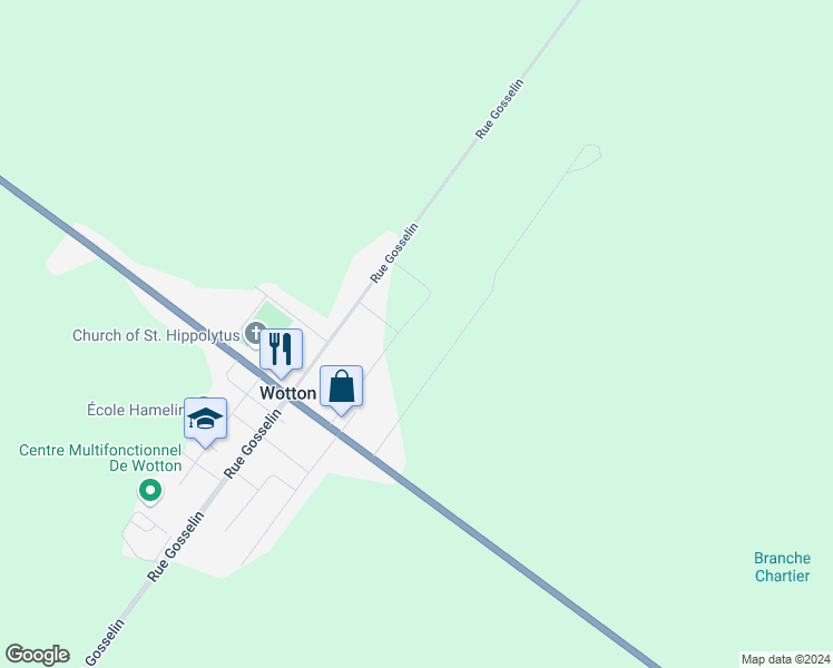 map of restaurants, bars, coffee shops, grocery stores, and more near 558 Rue du Parc Industriel in Wotton