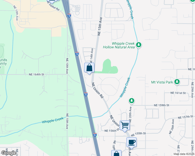 map of restaurants, bars, coffee shops, grocery stores, and more near 15917 Northeast Union Road in Ridgefield