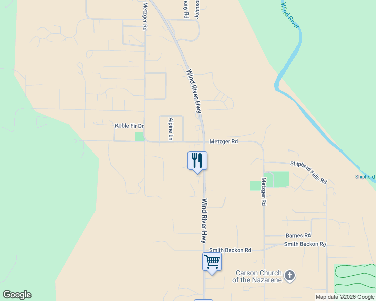 map of restaurants, bars, coffee shops, grocery stores, and more near 1331 Metzger Road in Carson