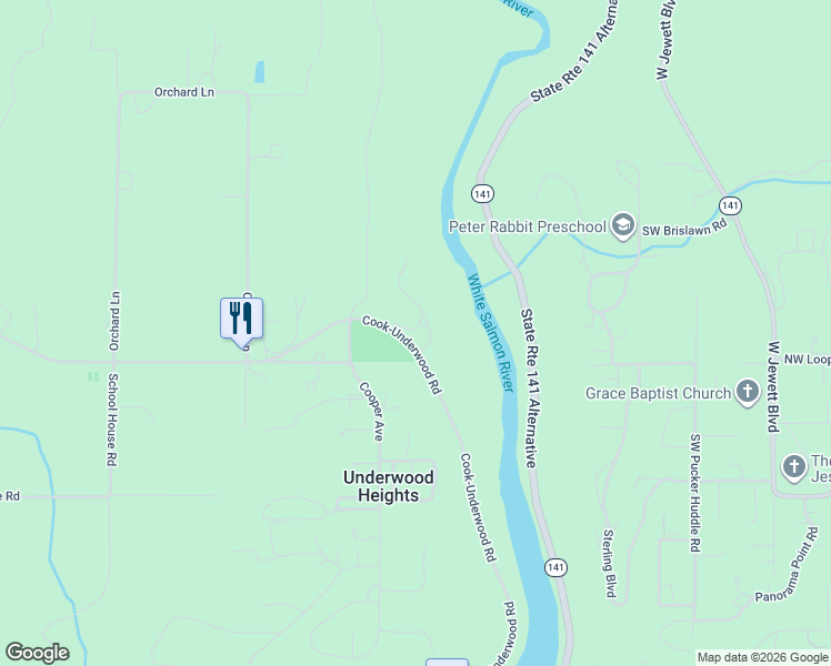 map of restaurants, bars, coffee shops, grocery stores, and more near 41 Northwestern Dam Road in Underwood