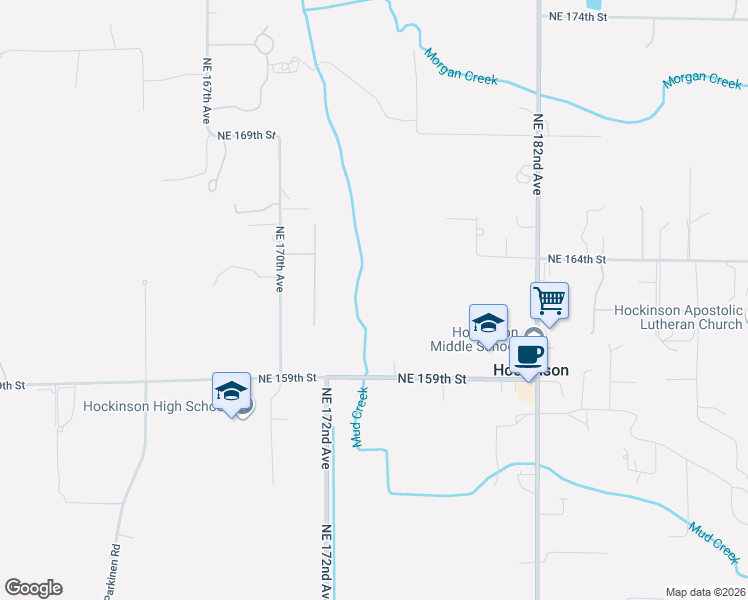 map of restaurants, bars, coffee shops, grocery stores, and more near 16523 Northeast 170th Avenue in Brush Prairie