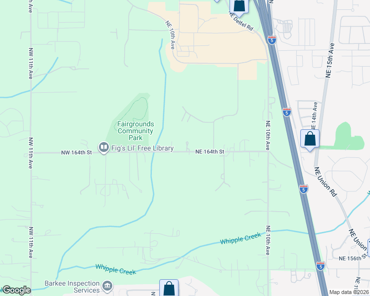 map of restaurants, bars, coffee shops, grocery stores, and more near 219 Northeast 164th Street in Ridgefield