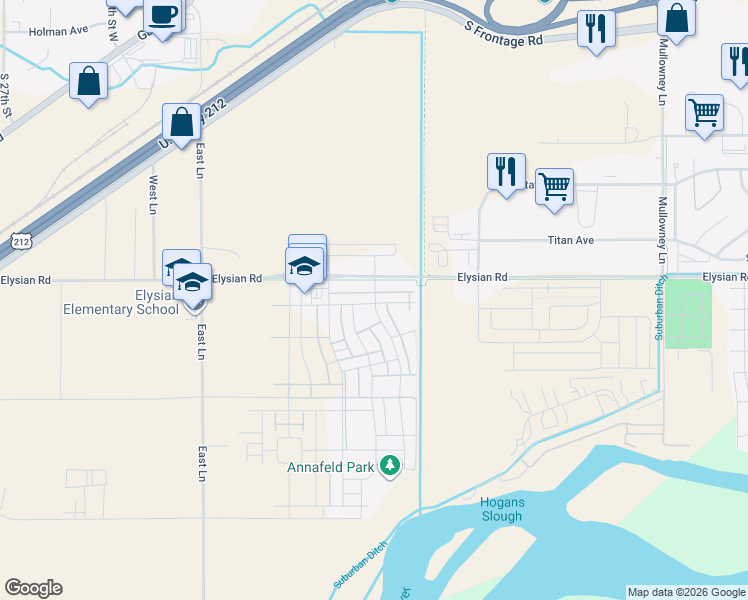 map of restaurants, bars, coffee shops, grocery stores, and more near 1623 Walter Creek Boulevard in Billings