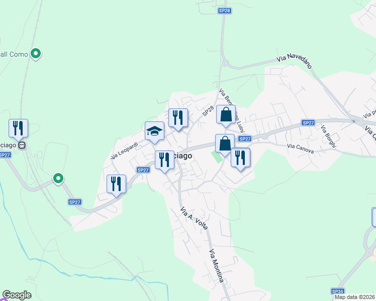 map of restaurants, bars, coffee shops, grocery stores, and more near in Cucciago