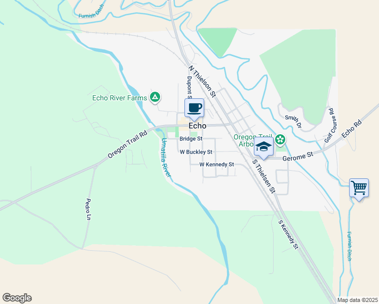 map of restaurants, bars, coffee shops, grocery stores, and more near 200 South Dupont Street in Echo