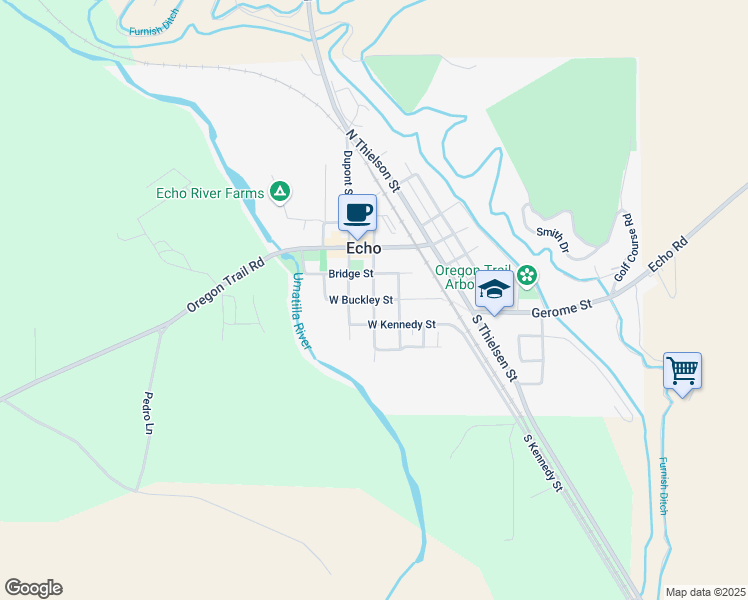 map of restaurants, bars, coffee shops, grocery stores, and more near Bonanza Street in Echo