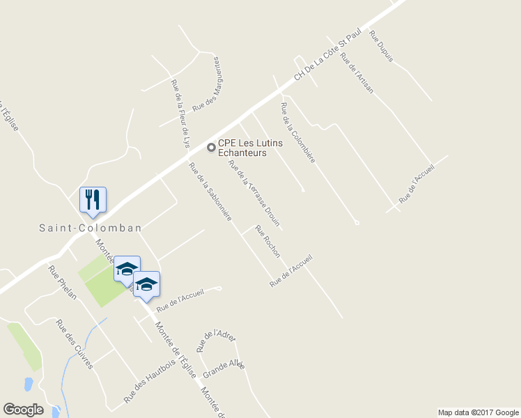 map of restaurants, bars, coffee shops, grocery stores, and more near 327 Rue de la Terrasse Drouin in Saint-Colomban