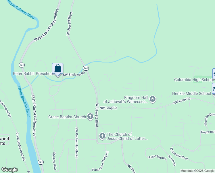 map of restaurants, bars, coffee shops, grocery stores, and more near Catalina Lane in White Salmon