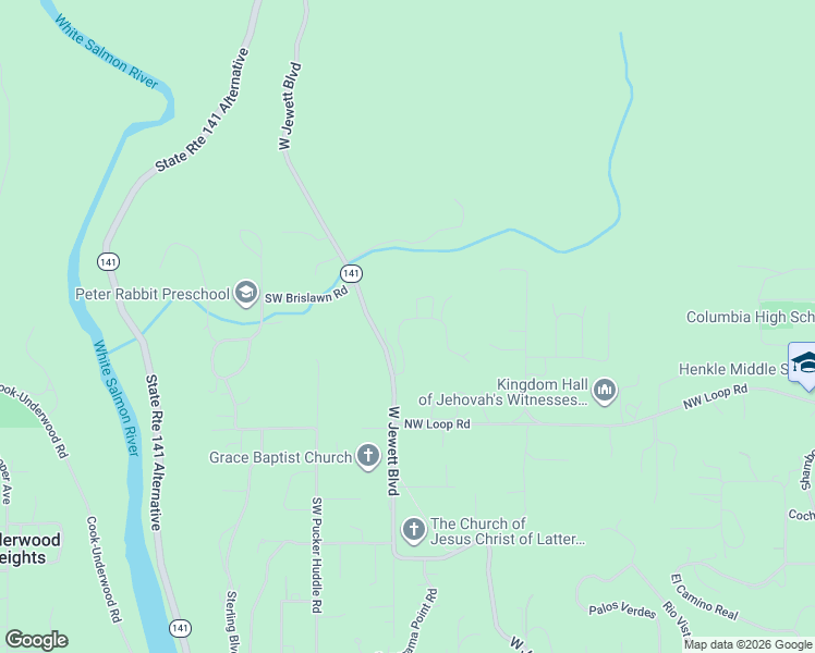map of restaurants, bars, coffee shops, grocery stores, and more near 1435 Catalina Lane in White Salmon