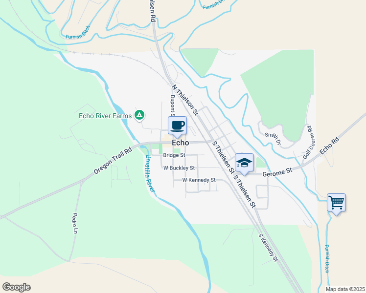 map of restaurants, bars, coffee shops, grocery stores, and more near 230 West Main Street in Echo