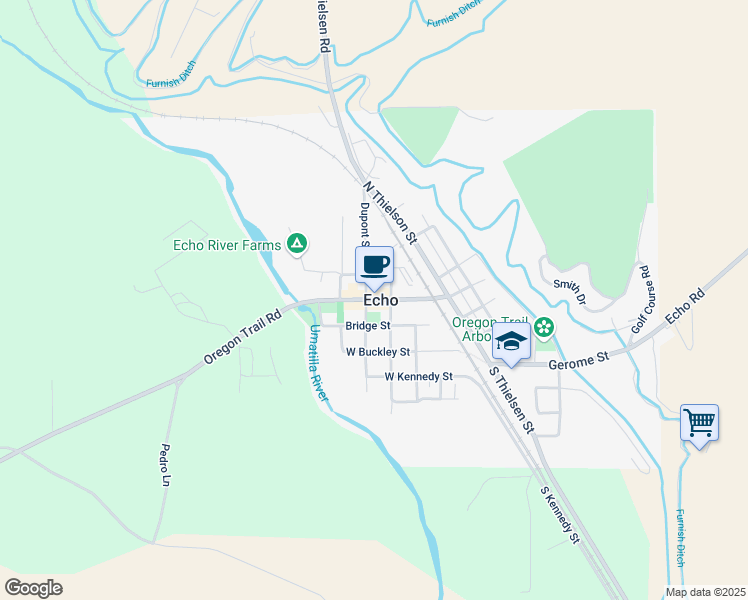 map of restaurants, bars, coffee shops, grocery stores, and more near 230 West Main Street in Echo