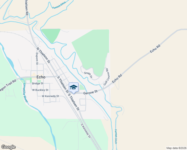 map of restaurants, bars, coffee shops, grocery stores, and more near 300 Golf Course Road in Echo