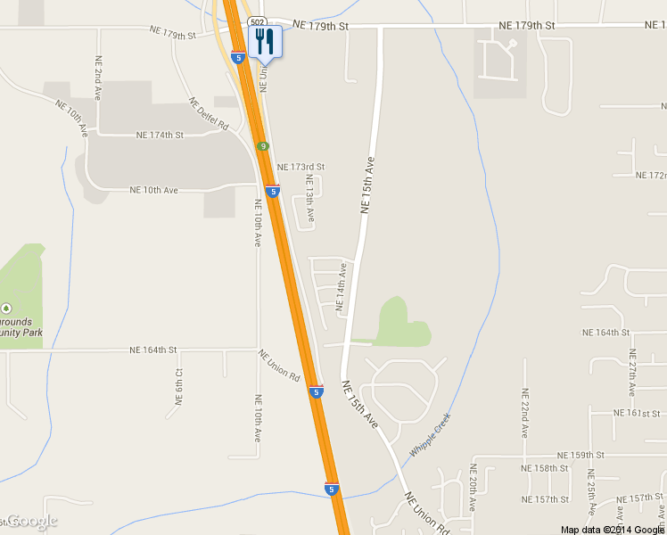 map of restaurants, bars, coffee shops, grocery stores, and more near 1310 Northeast 167th Street in Ridgefield