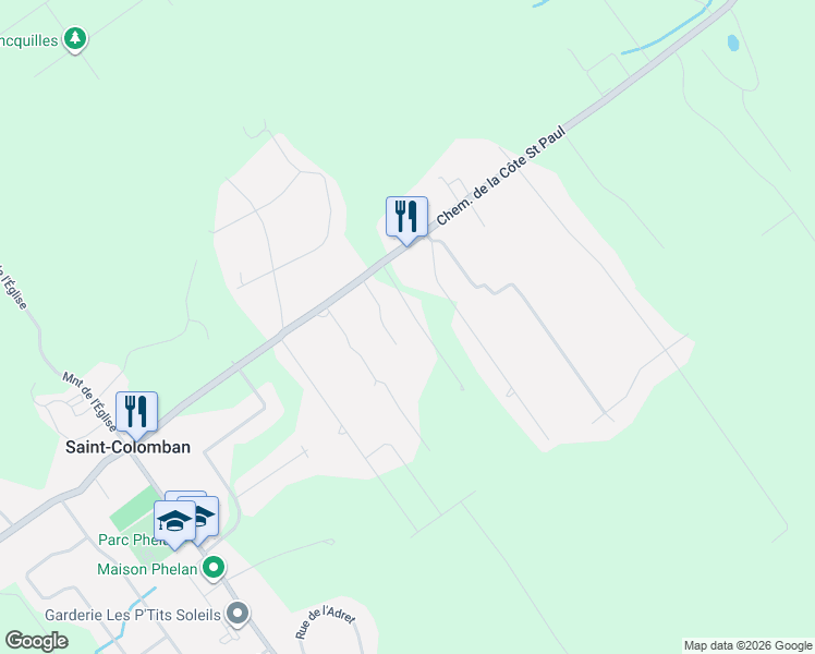 map of restaurants, bars, coffee shops, grocery stores, and more near 334 Rue Major in Saint-Colomban