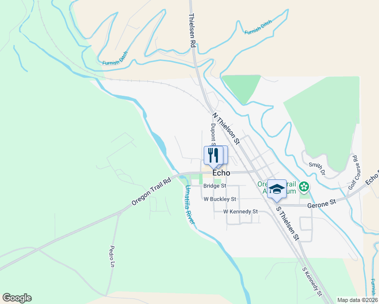 map of restaurants, bars, coffee shops, grocery stores, and more near 10 West Sprague in Echo