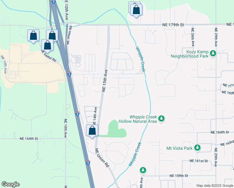 map of restaurants, bars, coffee shops, grocery stores, and more near 16912 Northeast 17th Avenue in Ridgefield