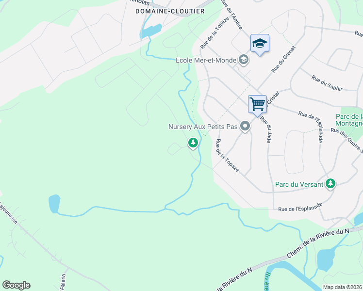map of restaurants, bars, coffee shops, grocery stores, and more near Rue du Chevreuil in Mirabel