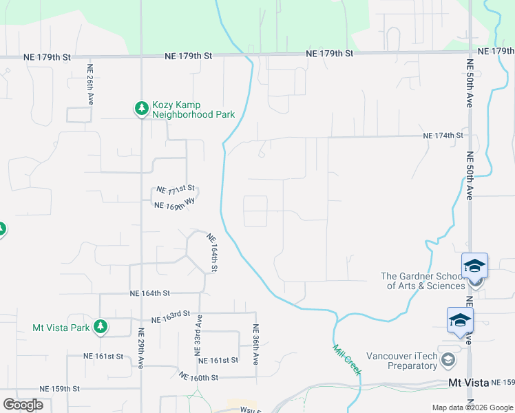 map of restaurants, bars, coffee shops, grocery stores, and more near 3614 Northeast 169th Way in Vancouver