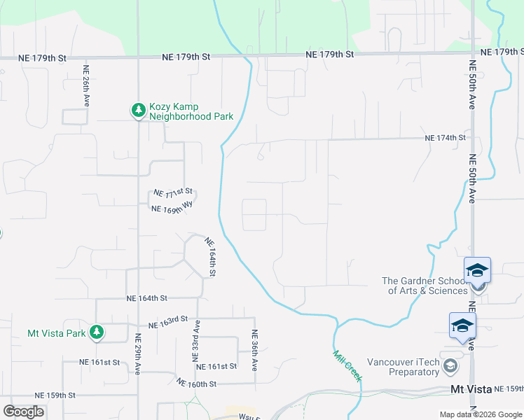 map of restaurants, bars, coffee shops, grocery stores, and more near 3618 Northeast 169th Way in Vancouver