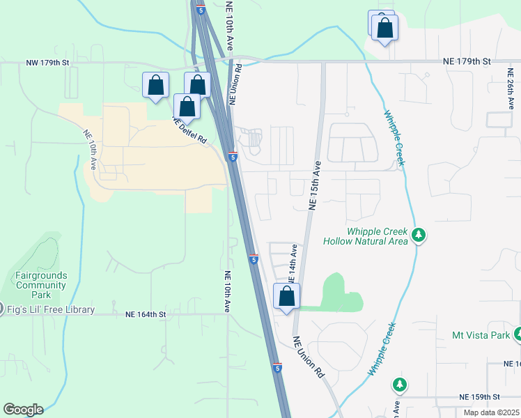 map of restaurants, bars, coffee shops, grocery stores, and more near 16915 Northeast 12th Avenue in Ridgefield