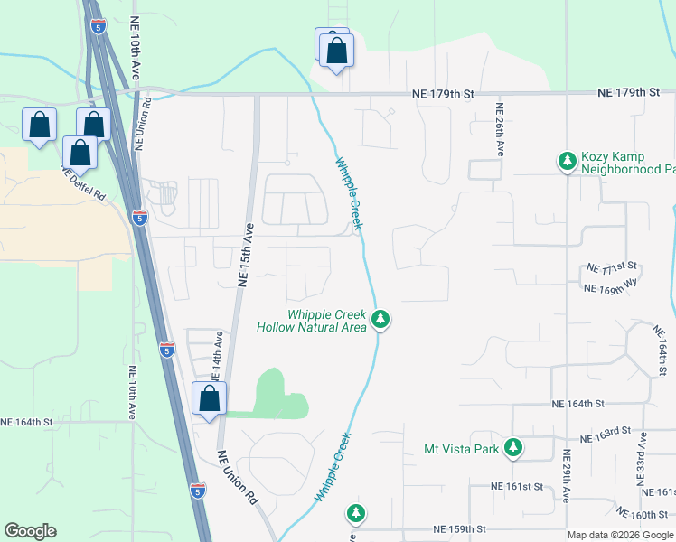 map of restaurants, bars, coffee shops, grocery stores, and more near 17113 Northeast 19th Avenue in Ridgefield