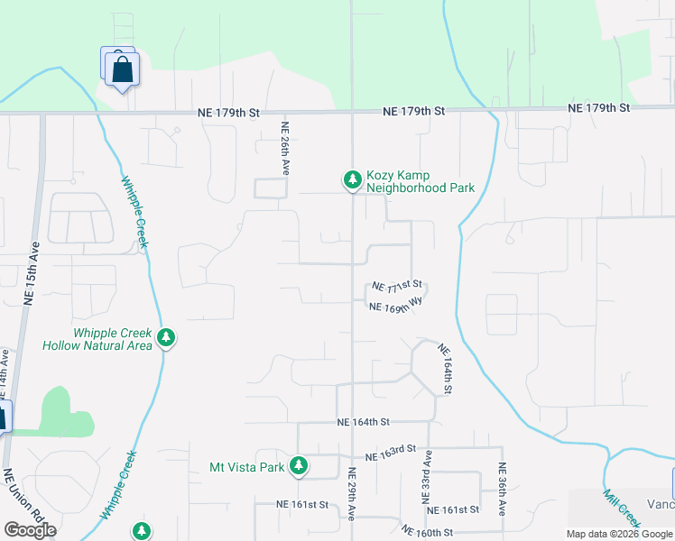 map of restaurants, bars, coffee shops, grocery stores, and more near 2805 Northeast 172nd Street in Ridgefield