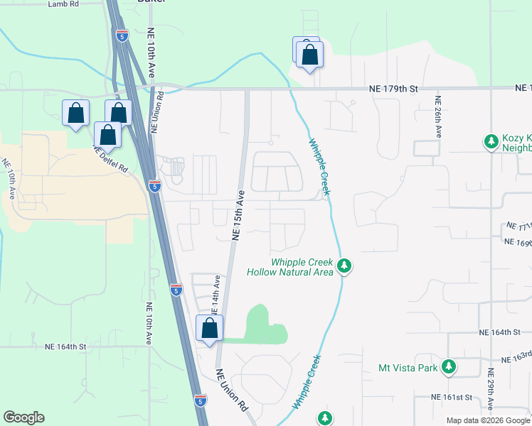 map of restaurants, bars, coffee shops, grocery stores, and more near 17116 Northeast 17th Avenue in Ridgefield