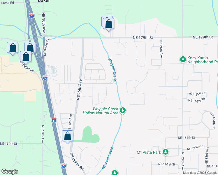 map of restaurants, bars, coffee shops, grocery stores, and more near 17113 Northeast 19th Avenue in Ridgefield
