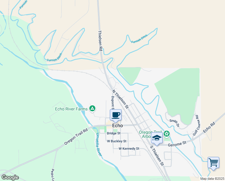 map of restaurants, bars, coffee shops, grocery stores, and more near 210 North Dupont Street in Echo