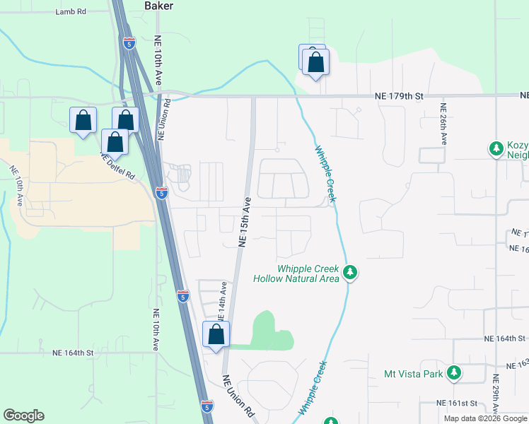 map of restaurants, bars, coffee shops, grocery stores, and more near 17116 Northeast 17th Avenue in Ridgefield