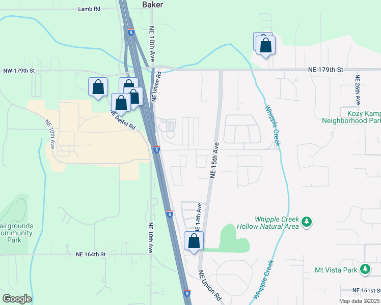 map of restaurants, bars, coffee shops, grocery stores, and more near 1316 Northeast 172nd Street in Ridgefield